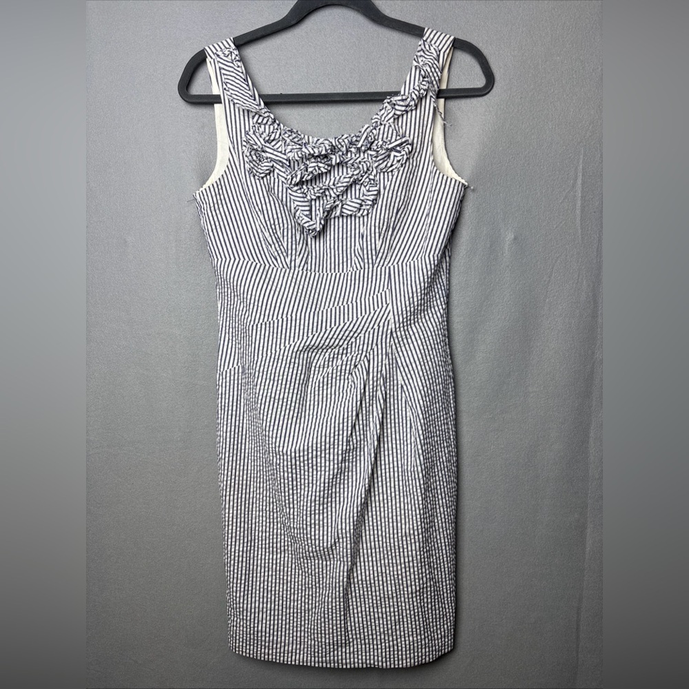ANTONIO MELANI Black and White Striped‎ Midi Dress
